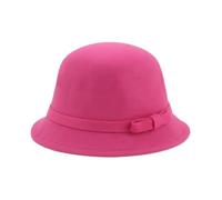 JTKSSCS Bowler Hat Fedoras Autumn Winter Solid Dome Round Bowknot Elegant Cute Girls Hat Red Black Chapeau Femme(Red)