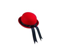 JTKSSCS Bowler Hat Round Dome Fedora Hats Women Girls Elegant College Style Bow Flutter Belt Party Bowler Hat Uniform Caps Accessories(Red black)
