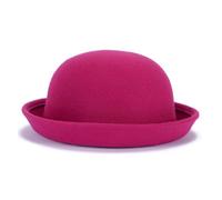 JTKSSCS Bowler Hat Trendy Women Girl Dome Top Cap Solid Color Cotton Polyester Fedora Hats Children Bowler Hat Casual Parent-child Fedoras(Rose red,55-58cm)
