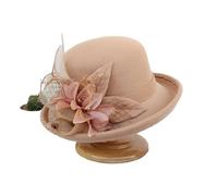 JTKSSCS Bowler Hat Women Warm Felt Flowers Hat Ladies Wide Brim Autumn Winter Noble Elegant Girls Party Cap Decoration(Color 8)