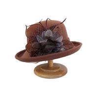 JTKSSCS Bowler Hat Women Warm Felt Flowers Hat Ladies Wide Brim Autumn Winter Noble Elegant Girls Party Cap Decoration(Color 7)