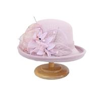 JTKSSCS Bowler Hat Women Warm Felt Flowers Hat Ladies Wide Brim Autumn Winter Noble Elegant Girls Party Cap Decoration(Color 6)