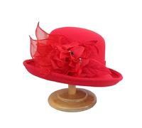 JTKSSCS Bowler Hat Women Warm Felt Flowers Hat Ladies Wide Brim Autumn Winter Noble Elegant Girls Party Cap Decoration(Color 1)