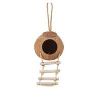 JTKSSCS Coconut Shell Durable Coconut Bird Cage Breathable With Ladder Parrot Hideout Bite-resistant Hamster(-M-Rough surface)
