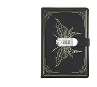 JTKSSCS Diary With Lock A5 Password Notebook Vintage Bullets Log With Lock Privacy Secret Notepad Cut Stationery Notes Book Student Gift School Supplies(Black)