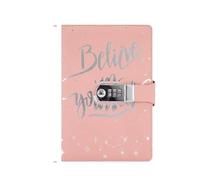 JTKSSCS Diary With Lock Leather Journal Notebook A5 With Combination Lock,Travel Writing Diary Personal Planner Agenda Notepad Gift For Girls Boy(Pink)