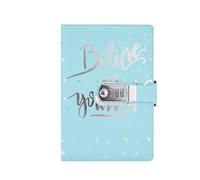 JTKSSCS Diary With Lock Leather Journal Notebook A5 With Combination Lock,Travel Writing Diary Personal Planner Agenda Notepad Gift For Girls Boy(Blue)