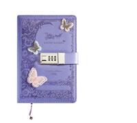 JTKSSCS Diary With Lock Literary Girl Heart Butterfly Password Lock Notebook Girls Secret Diary With Pendant PU Exquisite Student Notepad Office Book(Purple-Secret Garden)