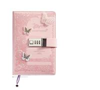 JTKSSCS Diary With Lock Literary Girl Heart Butterfly Password Lock Notebook Girls Secret Diary With Pendant PU Exquisite Student Notepad Office Book(Pink-Secret Garden)