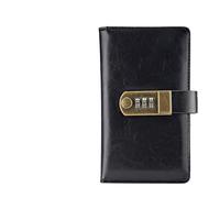 JTKSSCS Diary With Lock PU Leather Travel Notebook With Digits Password Lock A6 Agenda Diary Journal Notepad Business Stationery Black Red Brown Blue(Black A6)