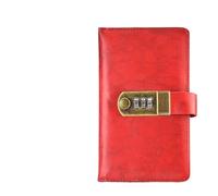 JTKSSCS Diary With Lock PU Leather Travel Notebook With Digits Password Lock A6 Agenda Diary Journal Notepad Business Stationery Black Red Brown Blue(Red A6)