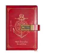 JTKSSCS Diary With Lock Stationery Password Notebook Protecting Secrets Retro A5 Notebook With Lock Stain Resistant Diary Book Travelers Journal Writing(Red)