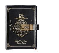 JTKSSCS Diary With Lock Stationery Password Notebook Protecting Secrets Retro A5 Notebook With Lock Stain Resistant Diary Book Travelers Journal Writing(Black)