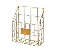 JTKSSCS File Organiser 1pc Wall Mounted Magazine File Holder Metal Mesh Wire Basket Handle Lightweight Hanging Document Rack(Gold)