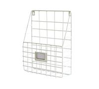 JTKSSCS File Organiser 1pc Wall Mounted Magazine File Holder Metal Mesh Wire Basket Handle Lightweight Hanging Document Rack(White)
