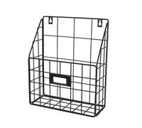 JTKSSCS File Organiser 1pc Wall Mounted Magazine File Holder Metal Mesh Wire Basket Handle Lightweight Hanging Document Rack(Black)