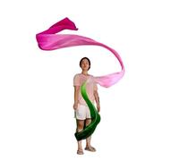 JTKSSCS Gymnastics Ribbon 4M Dance Streamer Gymnastics Belly Real Silk Ribbon Throw With Rod Worship Adoration Banner(Color-21,2PCS)