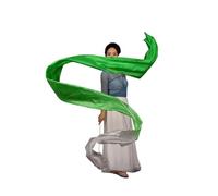 JTKSSCS Gymnastics Ribbon Dance Streamer Gymnastics Artistic Performance Talent Show Props Polyester Throw Streamers With Rod Stage Praise(White-Green)