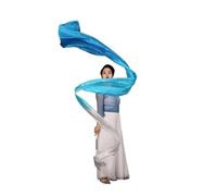 JTKSSCS Gymnastics Ribbon Dance Streamer Gymnastics Artistic Performance Talent Show Props Polyester Throw Streamers With Rod Stage Praise(White-Blue)