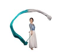 JTKSSCS Gymnastics Ribbon Dance Streamer Gymnastics Artistic Performance Talent Show Props Polyester Throw Streamers With Rod Stage Praise(Mint-White)