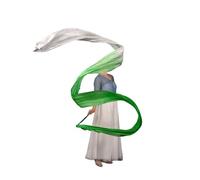 JTKSSCS Gymnastics Ribbon Dance Streamer Gymnastics Artistic Performance Talent Show Props Polyester Throw Streamers With Rod Stage Praise(Green-White)