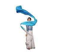 JTKSSCS Gymnastics Ribbon Polyester Flower Dance Streamer Rhythmic Gymnastics Ribbons Artistic Dancing Talent Shows Worship Praise Prophetic Banner(White Blue)