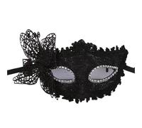 JTKSSCS Masquerade Masks Feather Eye Mask Masquerade Princess Half Face Guard Lace Applique(Black)