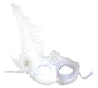 JTKSSCS Masquerade Masks Feather Mask Black Ball Halloween Accessories Party Swan Half Face(White)
