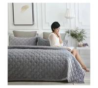 JTKSSCS Quilted Bedspreads Soft Flannel Bedspread Geometric Quilted Bed Linens Bedspreads For Winter Warm Flat Sheet Blanket Cover Coverlet(Grey,Only 2pc pillowcase)