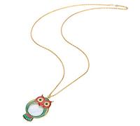 JTLB 10X Cute Owl Pattern Necklace with Magnifying Glass Pendant, Reading Magnifier Charm on Chain, Perfect for Detailed Viewing and Reading