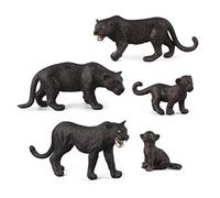JTLB 5 Pcs Black Panther Cuddly Toy Figure Model Forest Animals Figures Toy Leopard Wild Life Simulation Animal Models (black)