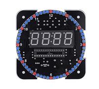 JTLB DIY MultiFunction Light Control Rotating LED Electronic Temperature Clock Kit - Perfect for Creating Personalized Indoor Decoration (Blue parts + power cord)