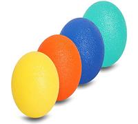 JTLB Egg Shape Grip Balls, 4 Pack Silicone Exercise Squeeze Balls for Hand Strength Training, with 4 Levels for Stress Relief, Office, Rehabilitation, Rock (Yellow + orange + blue + green)