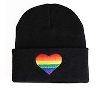 JTLB LGBTQ Beanie with Rectangular Flag Awareness Hat, Pride Flag LGBT Beanie Cap for Pride Parades and LGBTQ Marches