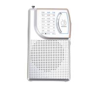 JTLB Portable Handheld AM FM SW Radio with Speaker, Long Antenna, Rechargeable Battery, Stable Signal Reception, for Entertainment, on the Go Lifestyle (Silver)
