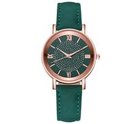 JTLB Women Fashion Watch Elegant Design Roman Scale Quartz Movement Wristwatch with Stylish Leather Strap for Business, Daily Use and (Green)