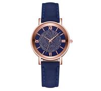 JTLB Women Fashion Watch Elegant Design Roman Scale Quartz Movement Wristwatch with Stylish Leather Strap for Business, Daily Use and (Blue)