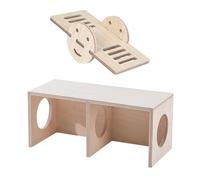 JTMKYO 1 Piece Mini Wooden Table And 1 Piece Seesaw, Hamster House Accessories, Hamster Exploration Toys, Pet Supplies.