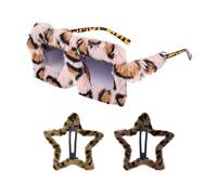 JTMKYO 1 Piece Of Leopard Print Glasses, 2 Pieces Of Star Hairpins, Fashionable And Simple Sunglasses, Party Accessories, Sweet And Personalized Headdresses, And Decorative Supplies.
