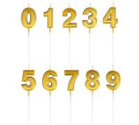 JTMKYO 10 Pieces 0 To 9 Digital Candles, Classic Versatile Cake Candles, Cake Decor Accessories, Birthday Party Supplies (Gold).