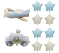 JTMKYO 10 Pieces Of Cute Cartoon Balloons, Police Car Balloons, Airplane Balloons, Children'S Inflatable Toys, Party Event Decorations.