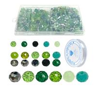 JTMKYO 1000 Faceted Glass Beads with 10m Bead Rope - Green Round Crystal Beads for DIY Jewelry Making