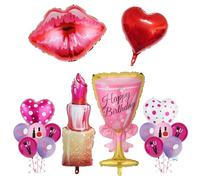 JTMKYO 17 Pieces Of Cosmetic Themed Balloons And 1 Piece Of Wine Glass Balloons, Creative Styling Balloons, Fun Balloons, Ladies Party Decorations.