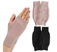 JTMKYO 2 Pairs Cashmere Half-finger Gloves, Warm Women's Fingerless Gloves, Black & Beige Knitted Half-finger Wrist Guards