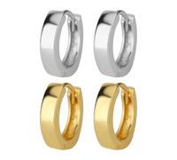 JTMKYO 2 Pairs of Circle Earrings, Simple Classic Earrings, Fashionable and Versatile Jewelry, Women's Jewelry (Gold, Silver).