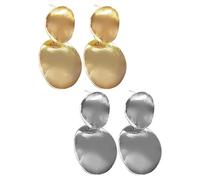 JTMKYO 2 Pairs of Geometric Double Disc Earrings, Stylish Metal Earrings, Party Jewelry, Women's Earrings Accessories.
