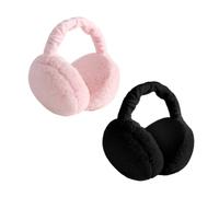 JTMKYO 2 Pcs Women's Earmuffs,With Black & Pink，Adjustable Folding Boys Ear Muffs，Fall & Winter Plush Ear Warmers, Women Ear Muffs Accessories Unisex,for Thanksgiving Halloween