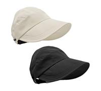 JTMKYO 2-Piece Women's Sun Hat, Adjustable, Lightweight, Breathable, Sun Protection, Beige & Black
