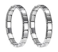 JTMKYO 2 Pieces 9mm Silver Men's Charm Charm Bracelets, Italian Style, Couple Bracelets, Stainless Steel Elastic Bracelet, Personalized Titanium Steel Bracelet, Gift for Friends