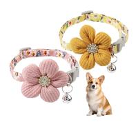 JTMKYO 2 Pieces Of Pet Collar, Flower Shape Pendant, Cute Pet Collar, Pet Accessories (Pink, Yellow).